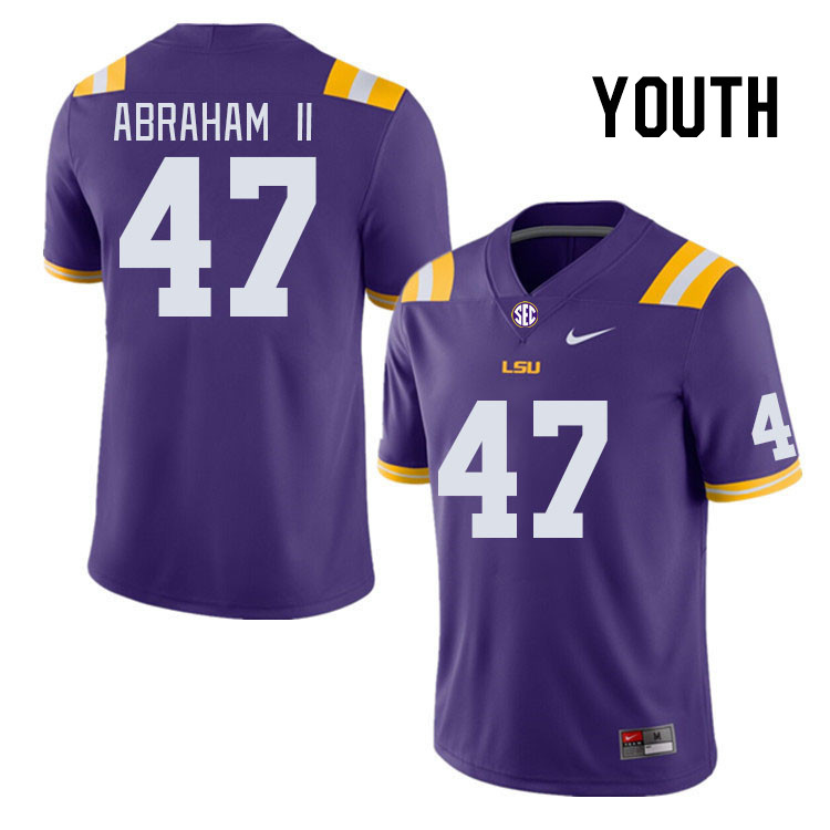 Youth #47 Aristotle Abraham II LSU Tigers College Football Jerseys Stitched-Purple